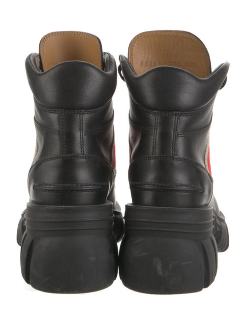 Gucci Web Accent Leather Combat Boots