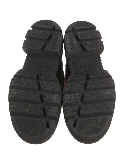 Gucci Web Accent Leather Combat Boots