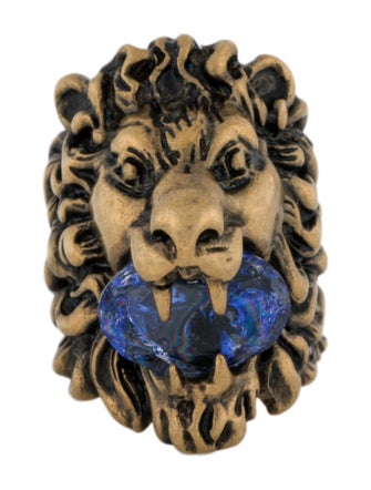 Gucci Crystal Lion Head Cocktail Ring