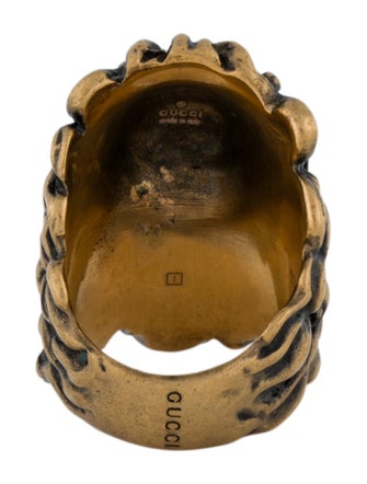 Gucci Crystal Lion Head Cocktail Ring