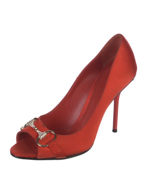 Gucci 1955 Horsebit Accent Satin Pumps