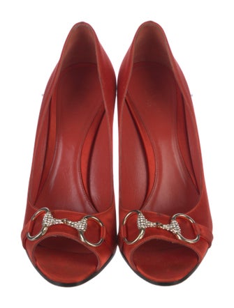 Gucci 1955 Horsebit Accent Satin Pumps