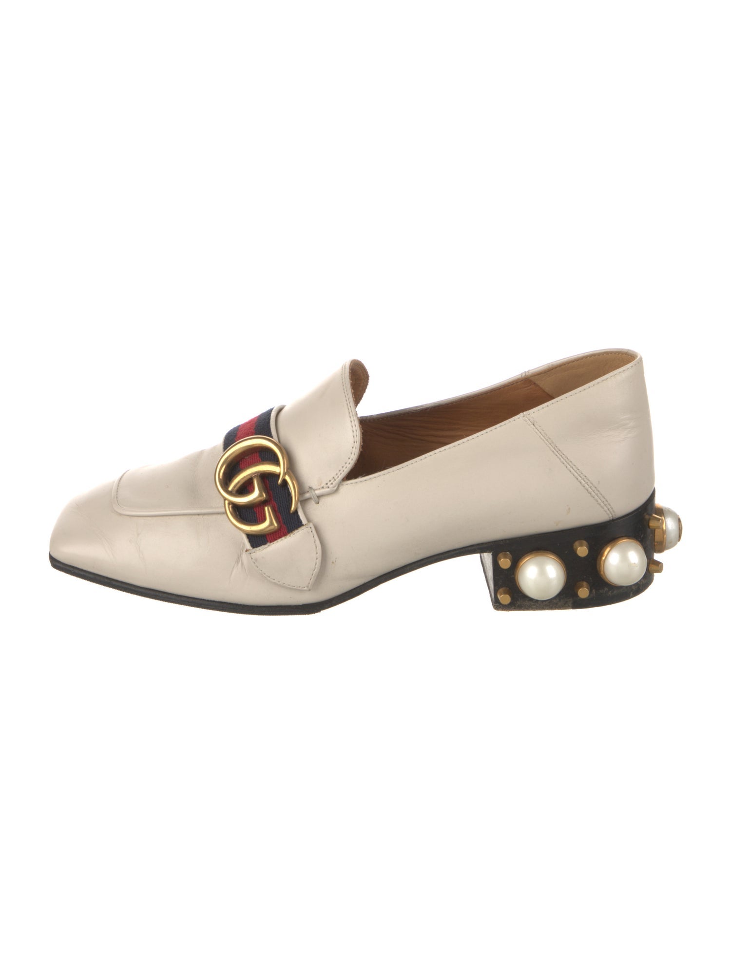Gucci Sylvie Web Accent Leather Loafers