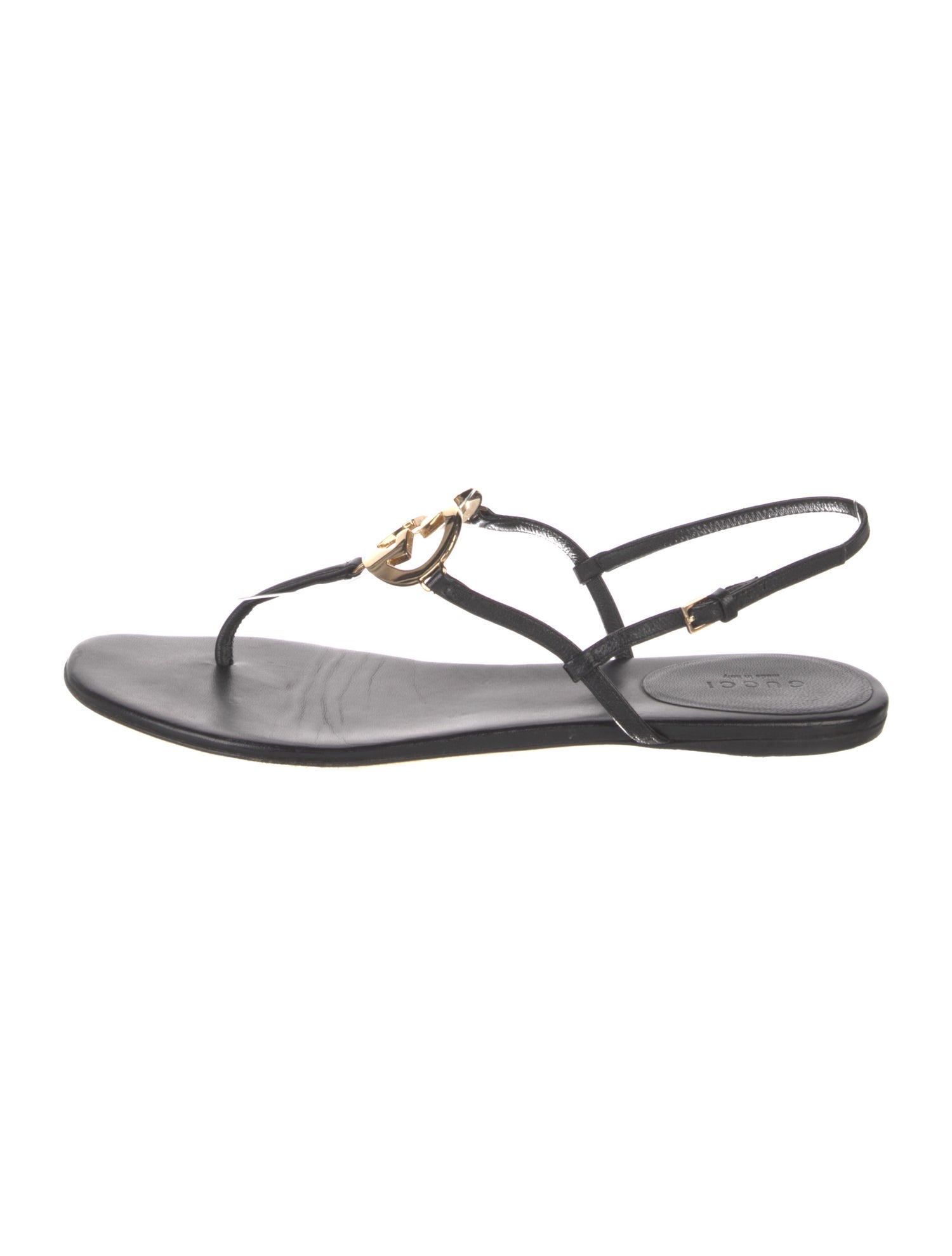 Gucci Interlocking G Logo Leather T-Strap Sandals