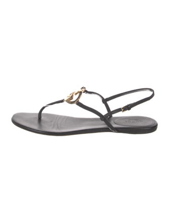 Gucci Interlocking G Logo Leather T-Strap Sandals
