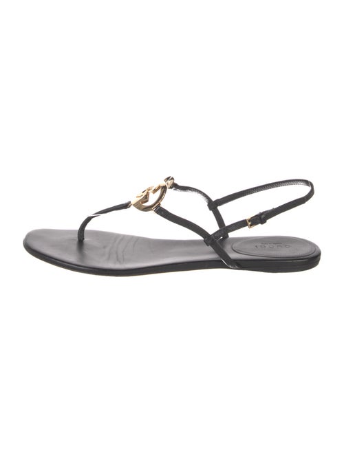 Gucci Interlocking G Logo Leather T-Strap Sandals