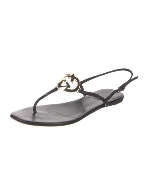 Gucci Interlocking G Logo Leather T-Strap Sandals