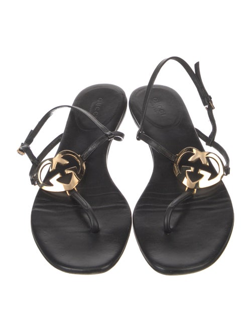 Gucci Interlocking G Logo Leather T-Strap Sandals