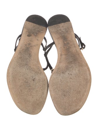 Gucci Interlocking G Logo Leather T-Strap Sandals