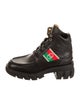 Gucci Web Accent Leather Combat Boots