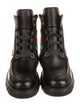 Gucci Web Accent Leather Combat Boots