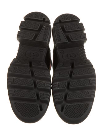 Gucci Web Accent Leather Combat Boots