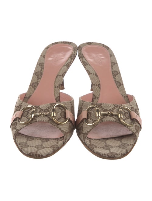 Gucci Horsebit Accent Canvas Slides