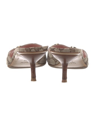 Gucci Horsebit Accent Canvas Slides