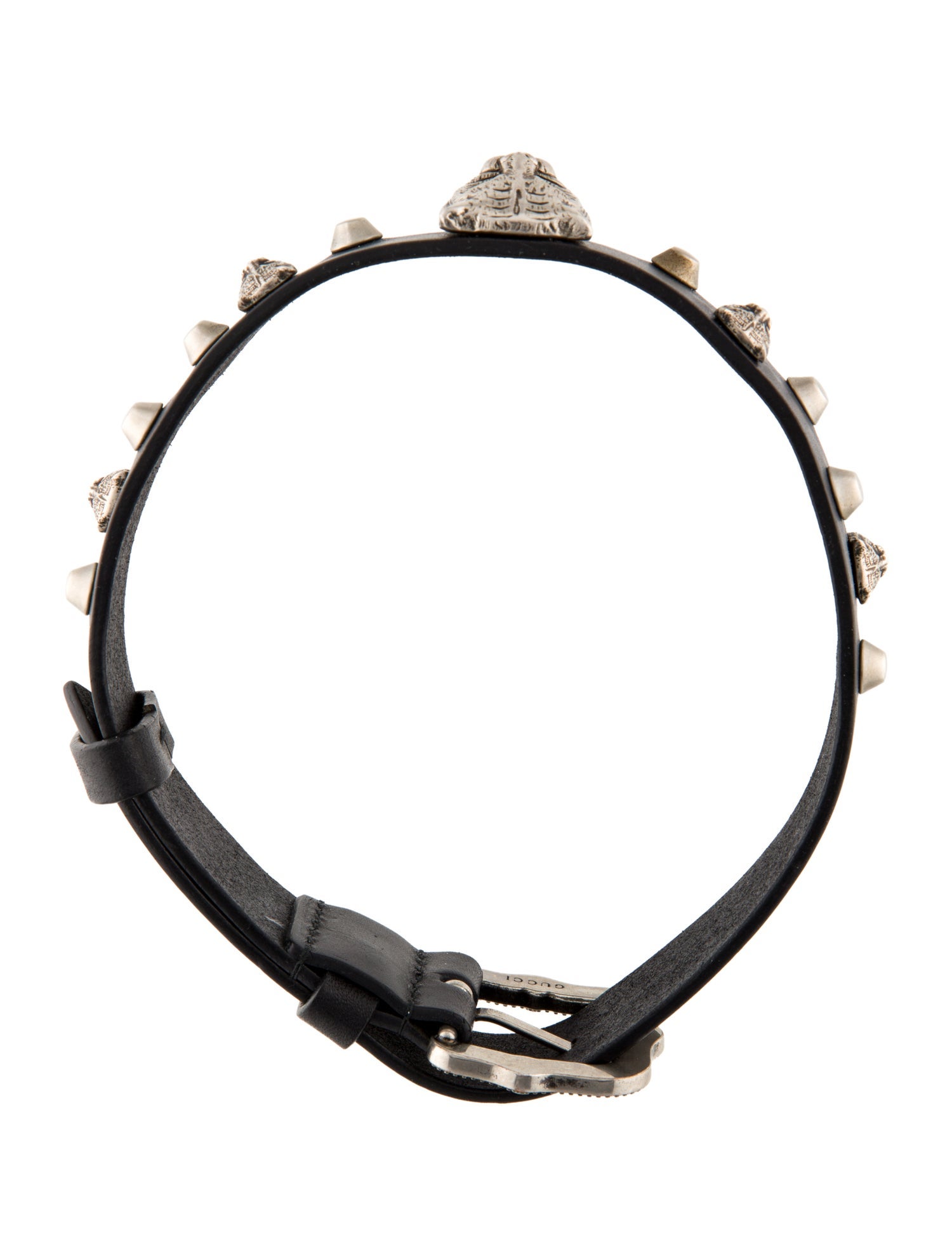 Gucci Feline Heads Leather Choker Necklace
