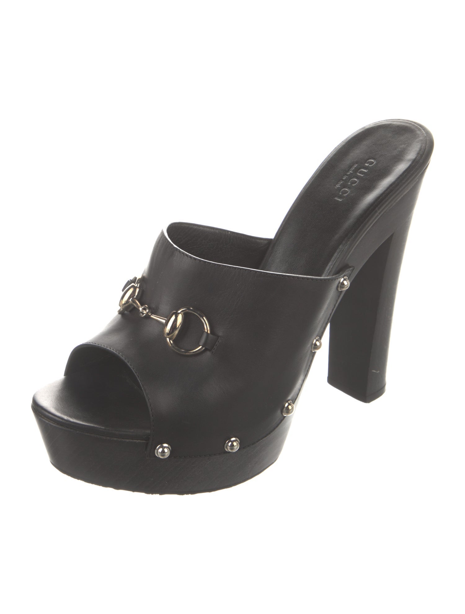 Gucci Horsebit Accent Leather Slides