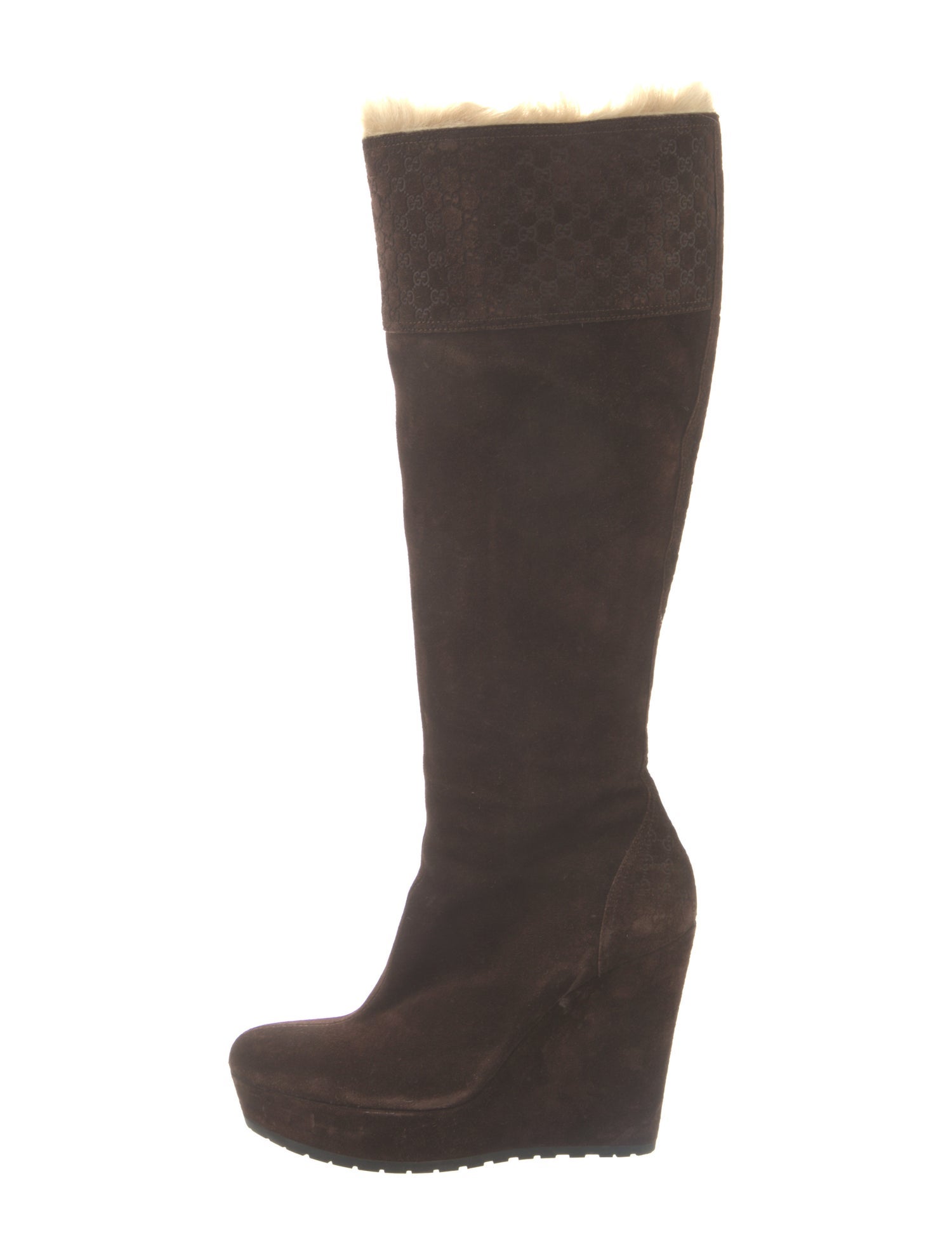 Gucci Microguccissima Pattern Suede Boots