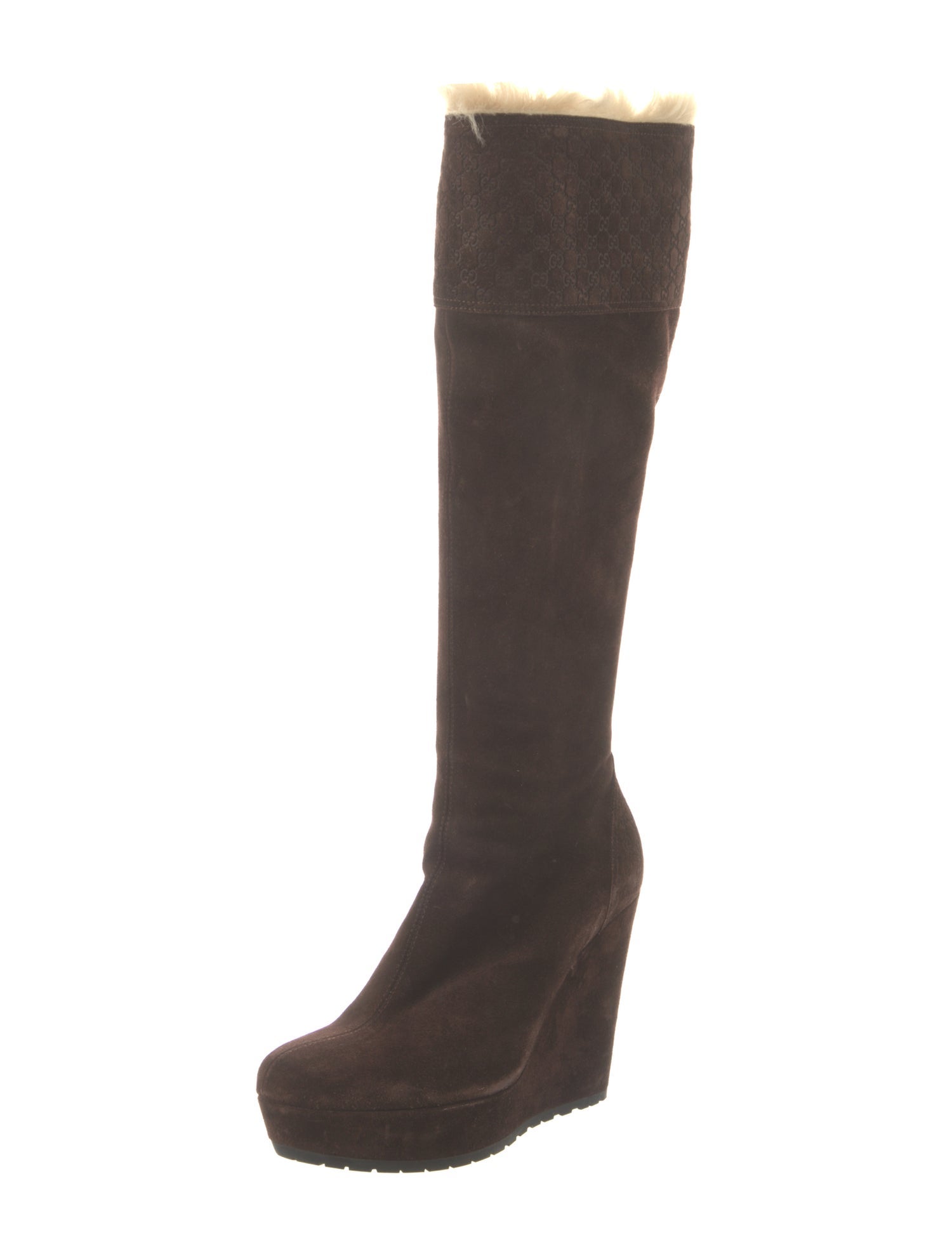 Gucci Microguccissima Pattern Suede Boots