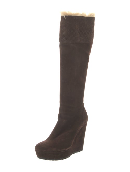 Gucci Microguccissima Pattern Suede Boots