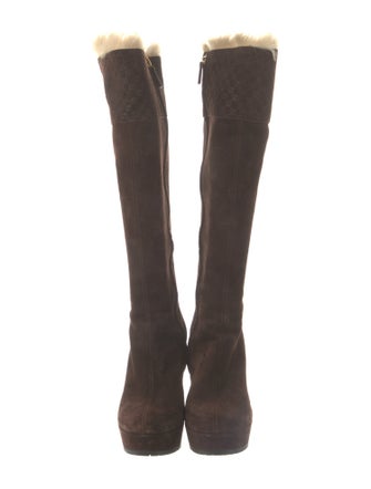 Gucci Microguccissima Pattern Suede Boots