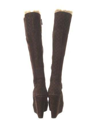 Gucci Microguccissima Pattern Suede Boots