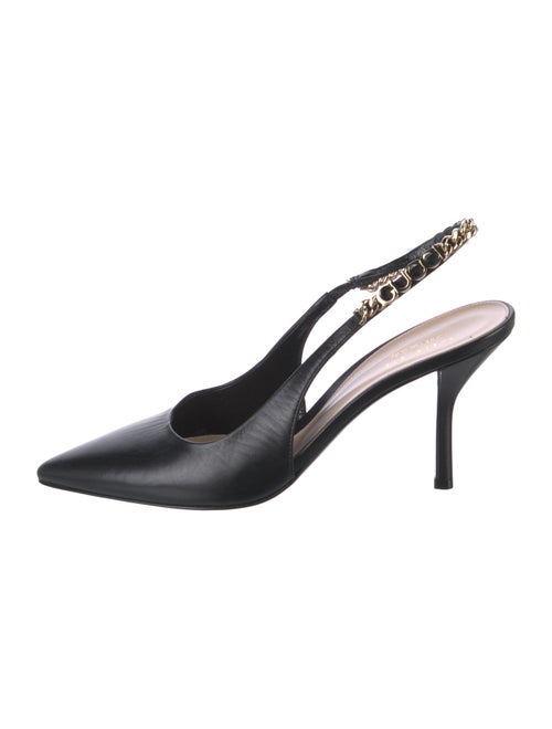Gucci Leather Chain-Link Accents Slingback Pumps