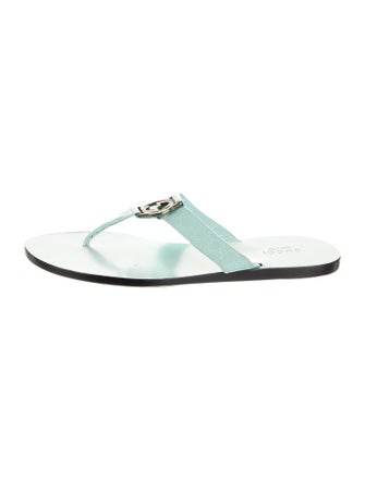 Gucci GG Logo Patent Leather Flip Flops