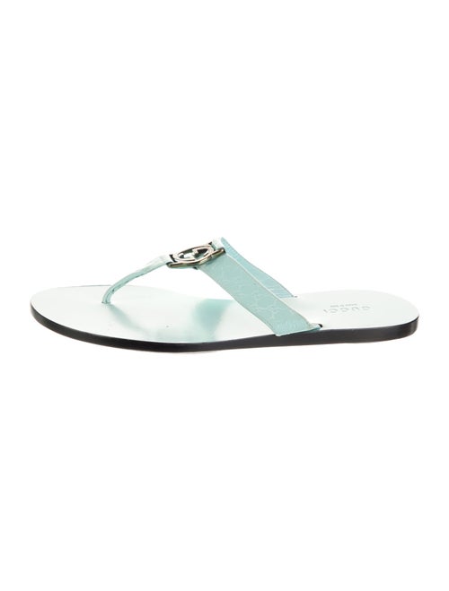 Gucci GG Logo Patent Leather Flip Flops