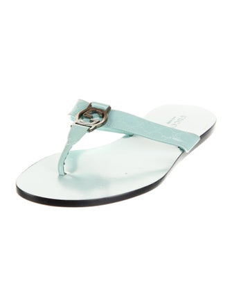 Gucci GG Logo Patent Leather Flip Flops