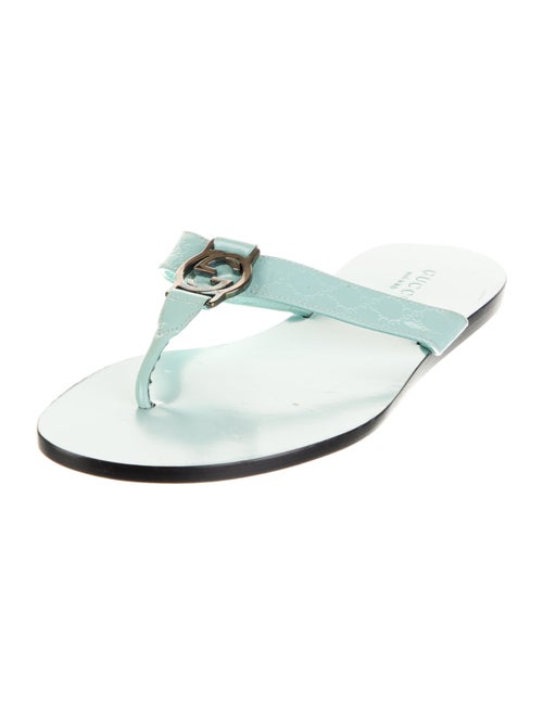 Gucci GG Logo Patent Leather Flip Flops