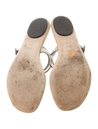 Gucci Microguccissima Pattern Leather T-Strap Sandals