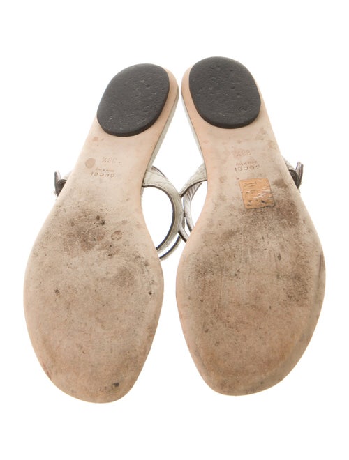 Gucci Microguccissima Pattern Leather T-Strap Sandals