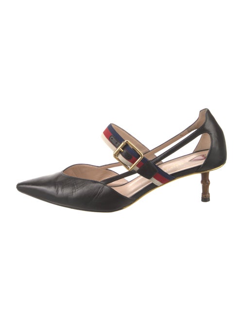Gucci Sylvie Web Accent Leather D'Orsay Pumps