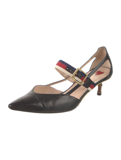 Gucci Sylvie Web Accent Leather D'Orsay Pumps