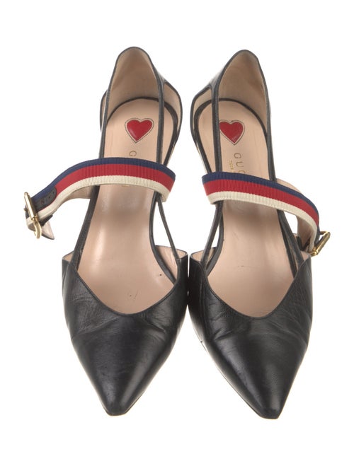 Gucci Sylvie Web Accent Leather D'Orsay Pumps