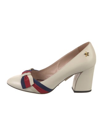 Gucci Sylvie Web Accent Leather Pumps