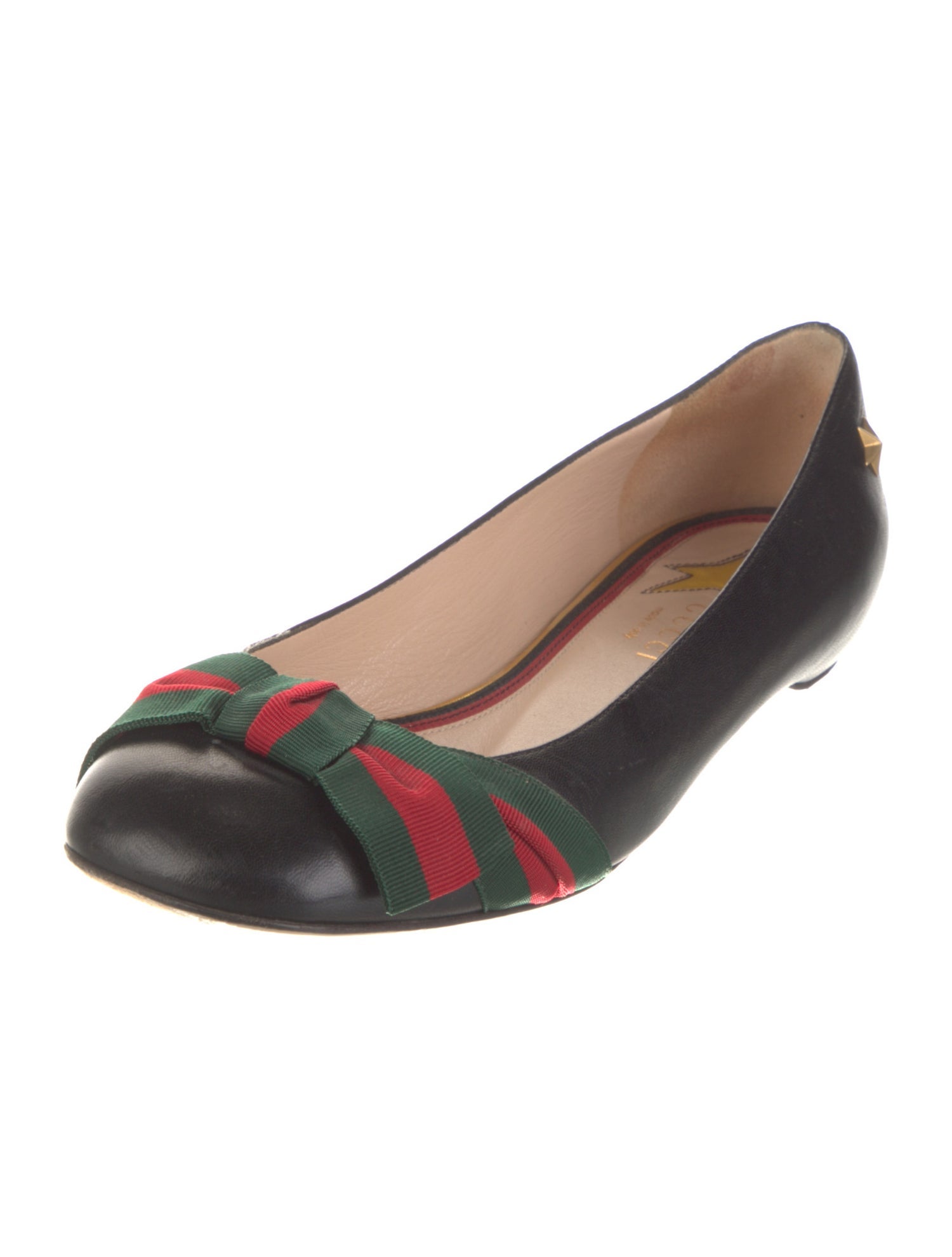 Gucci Web Accent Leather Ballet Flats
