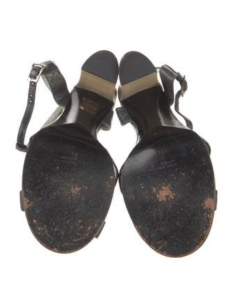 Gucci Leather Crystal Embellishments T-Strap Sandals