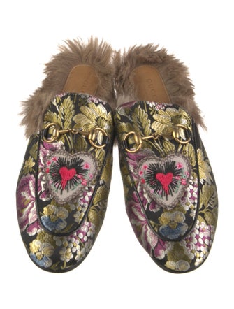 Gucci Horsebit Accent Floral Print Mules