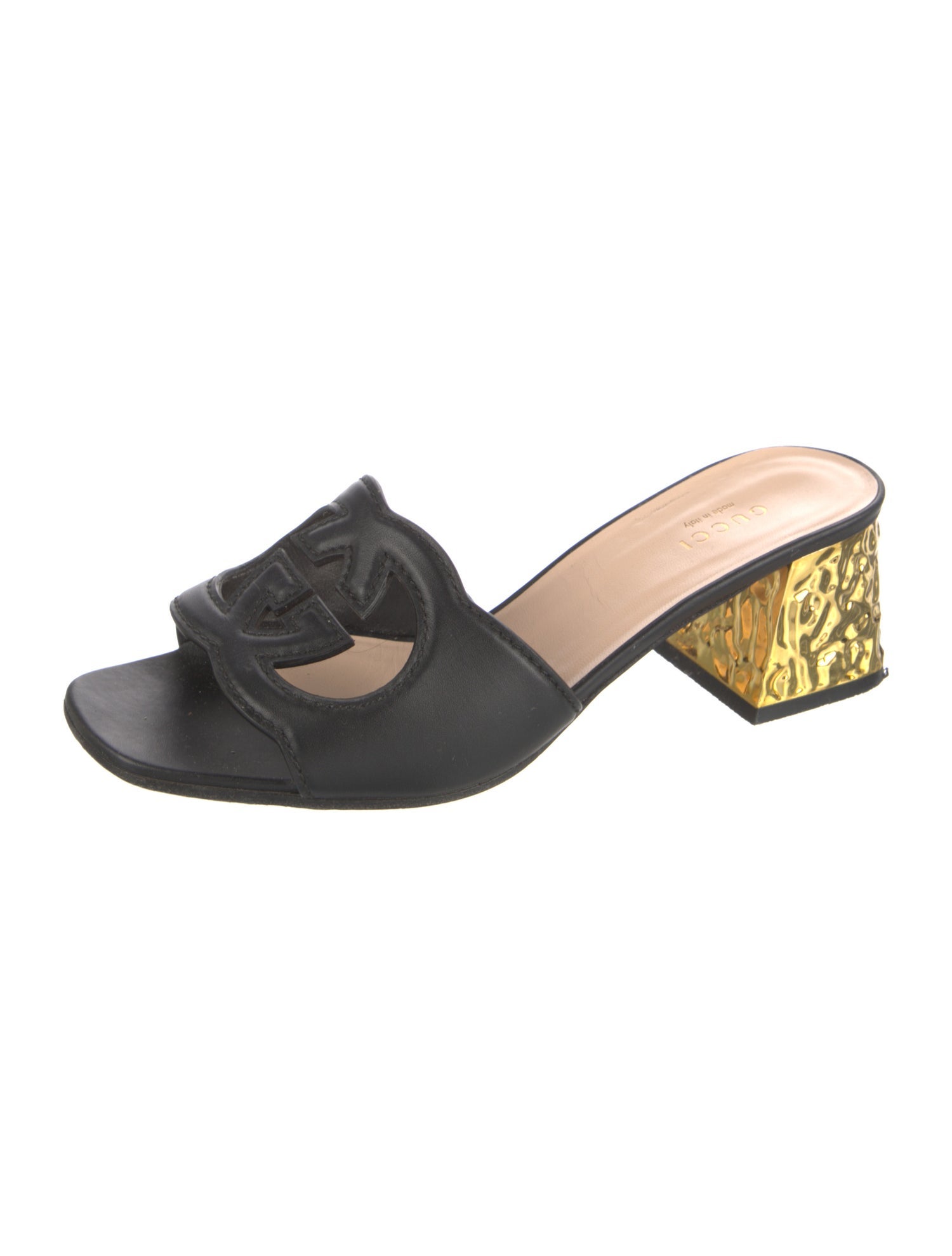 Gucci Interlocking G Logo Leather Slides