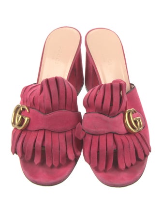 Gucci Double G Logo Suede Slides