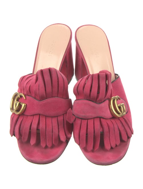 Gucci Double G Logo Suede Slides