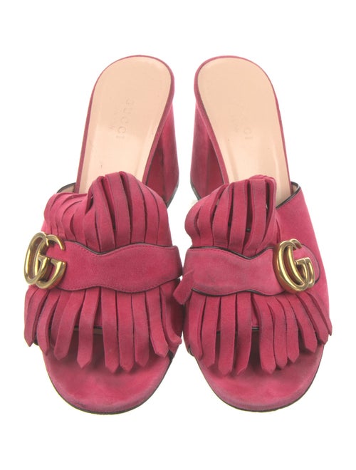 Gucci Double G Logo Suede Slides