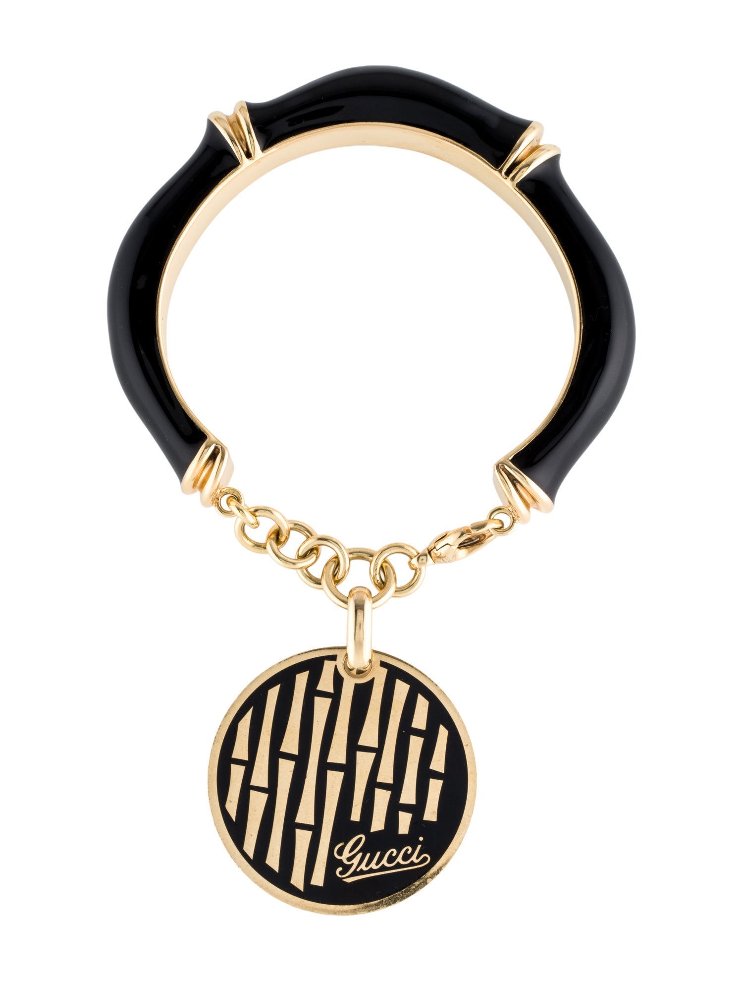 Gucci 18K Enamel Bamboo Charm Bracelet