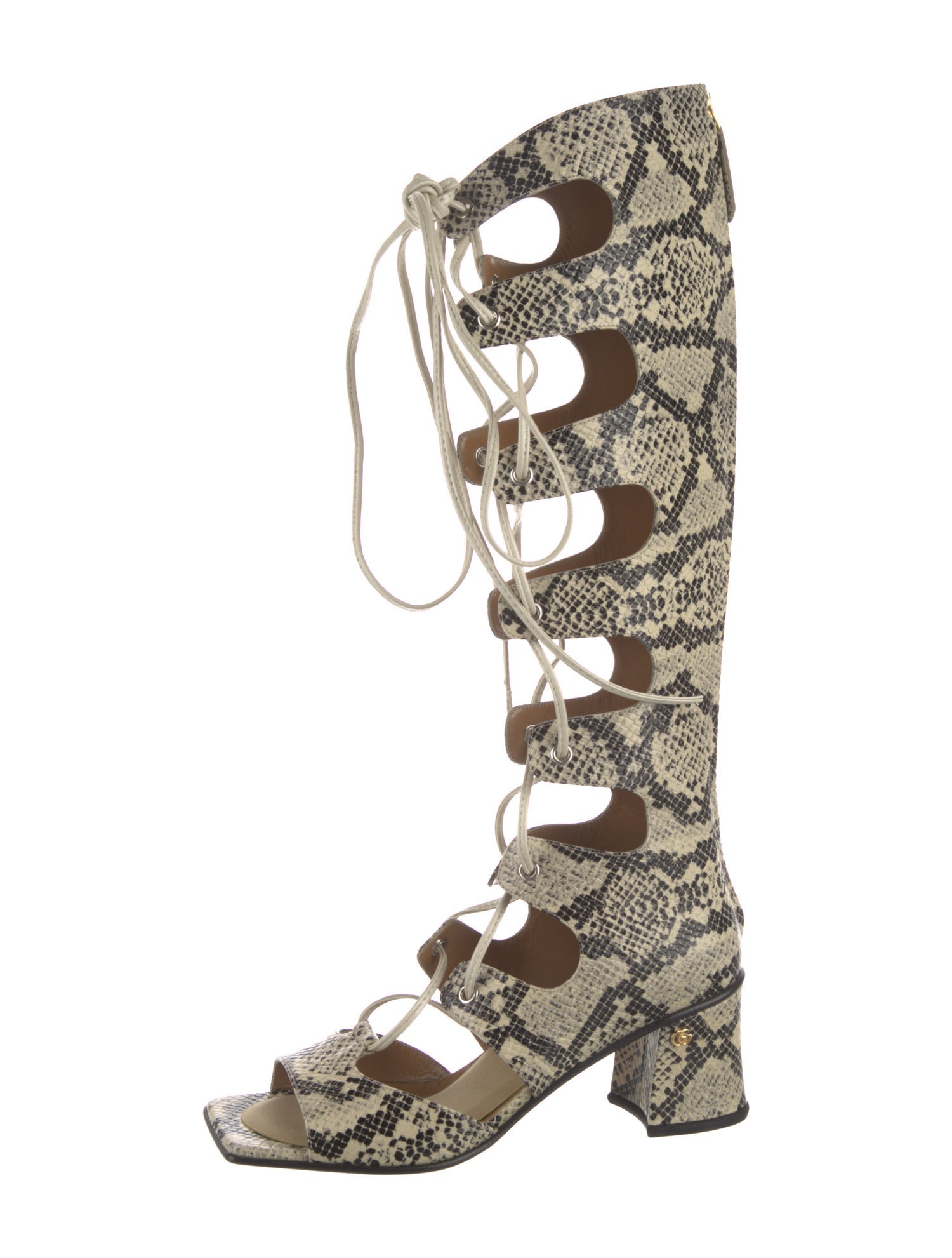 Gucci Interlocking G Logo Leather Lace-Up Boots