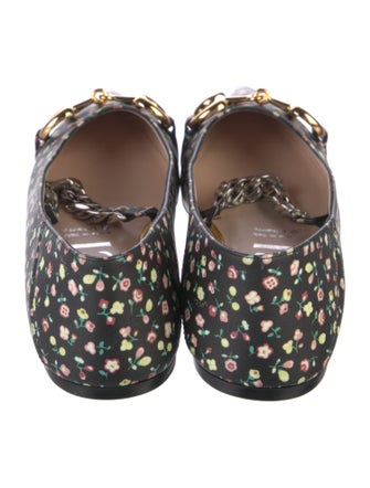 Gucci Floral Print Chain-Link Accents Mary Jane Flats