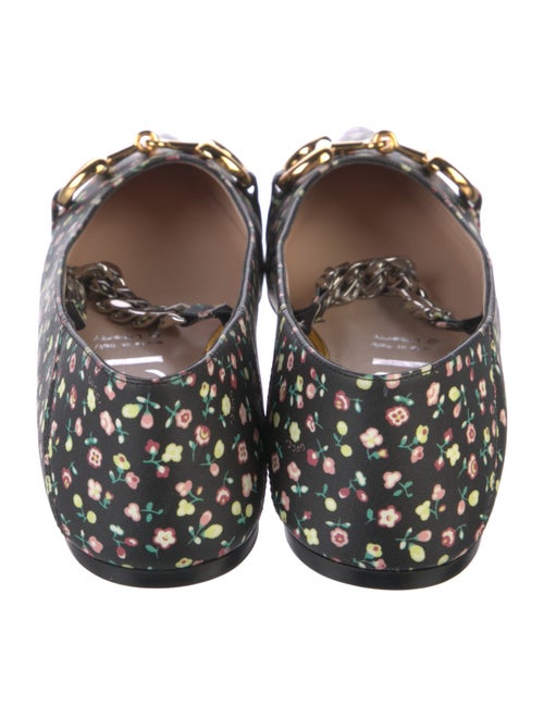 Gucci Floral Print Chain-Link Accents Mary Jane Flats