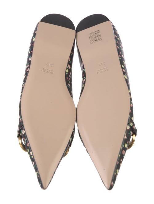 Gucci Floral Print Chain-Link Accents Mary Jane Flats