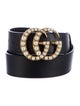 Gucci Faux Pearl Accents Leather Belt