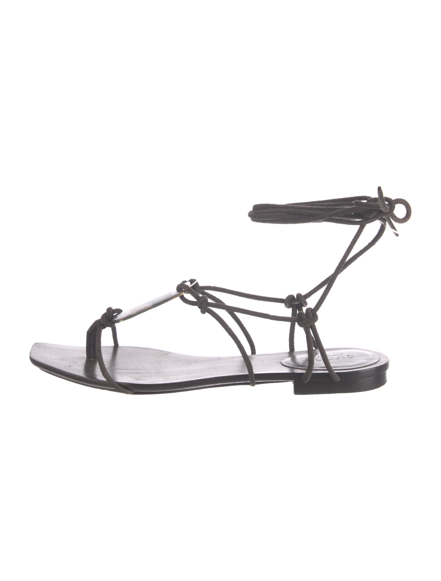 Gucci Leather T-Strap Sandals